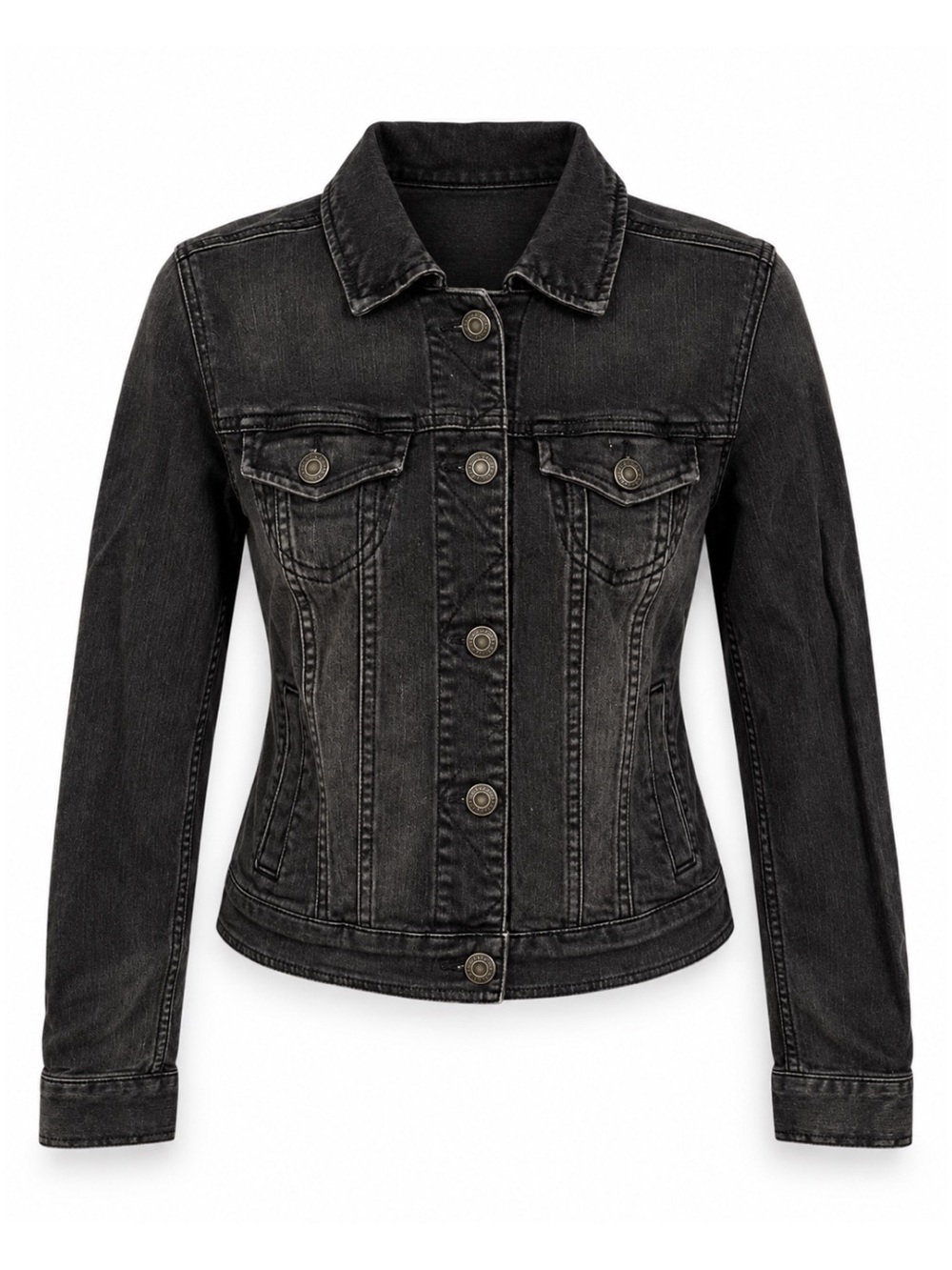 American Eagle Black Wash Button Front Denim Jacket Womens Size XS
